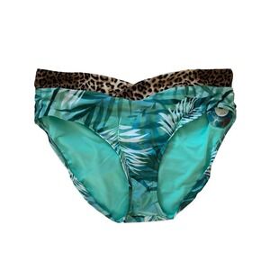 Decree Plus Size 1X Mid Rise Animal Print Tropical Bikini Bottom $36 NWT‎ #38